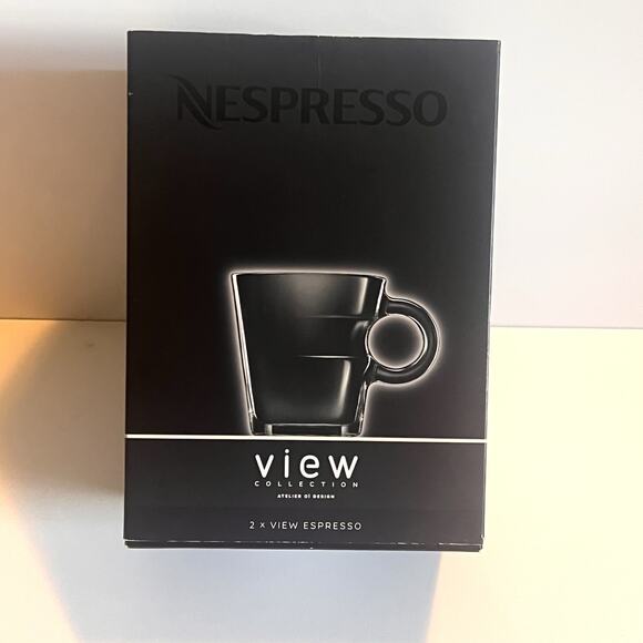 Nespresso View Atelier Design Collection Espresso Set of 2 Glasses + Saucers NIB - Picture 10 of 16
